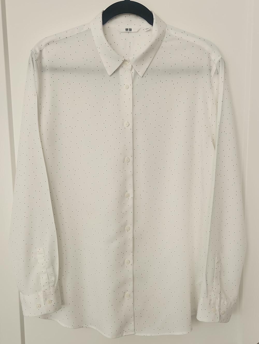 Uniqlo Women's White Shirt with Black Dot